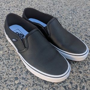Black Leather Slip On Vans